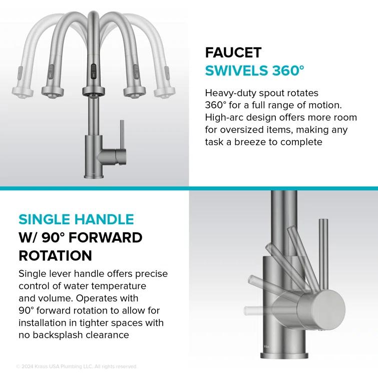 KRAUS Bolden 2-Function Single Handle Pull Down Kitchen Faucet