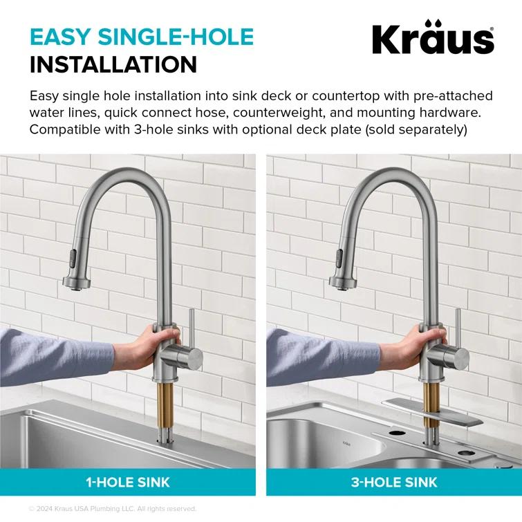 KRAUS Bolden 2-Function Single Handle Pull Down Kitchen Faucet