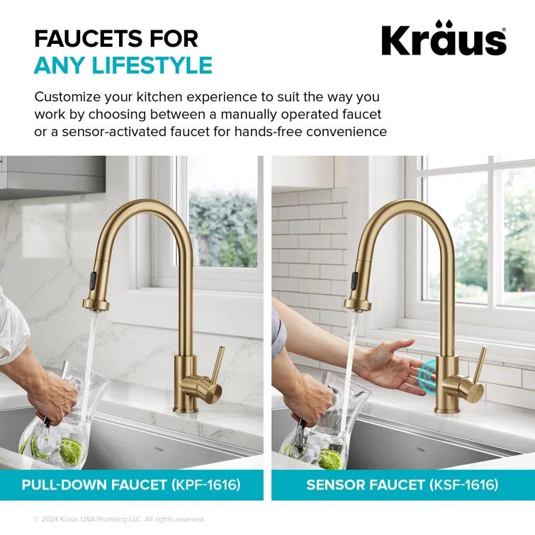 KRAUS Bolden 2-Function Single Handle Pull Down Kitchen Faucet