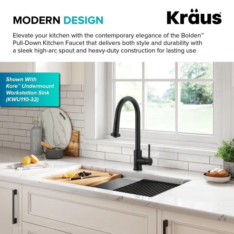 KRAUS Bolden 2-Function Single Handle Pull Down Kitchen Faucet