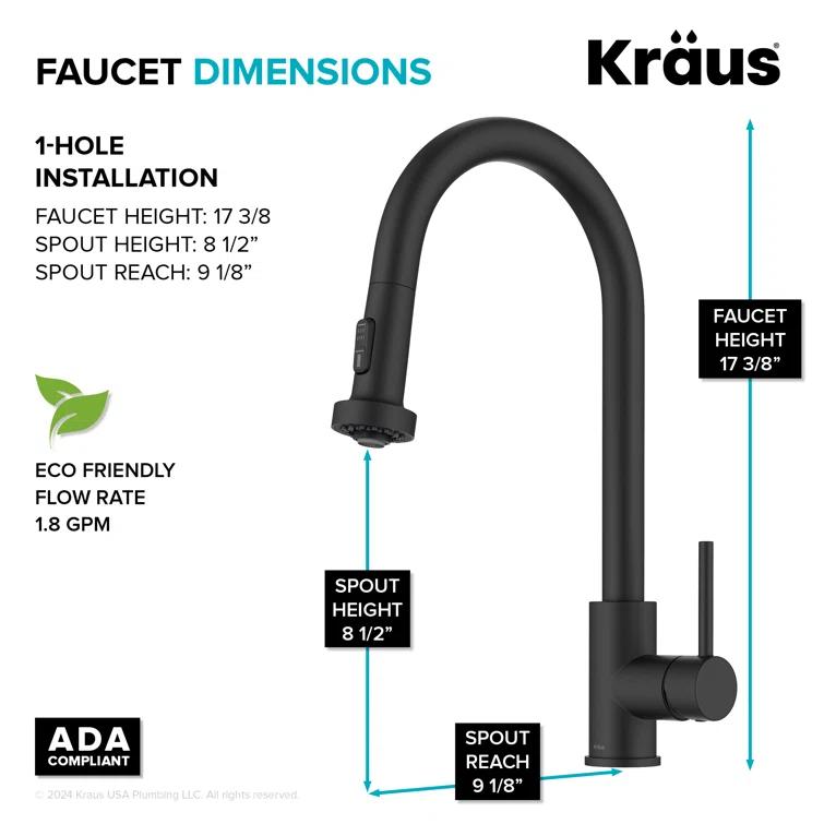 KRAUS Bolden 2-Function Single Handle Pull Down Kitchen Faucet