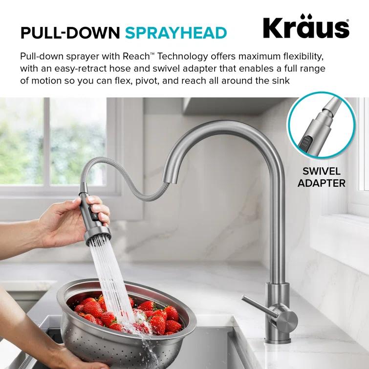 KRAUS Bolden 2-Function Single Handle Pull Down Kitchen Faucet