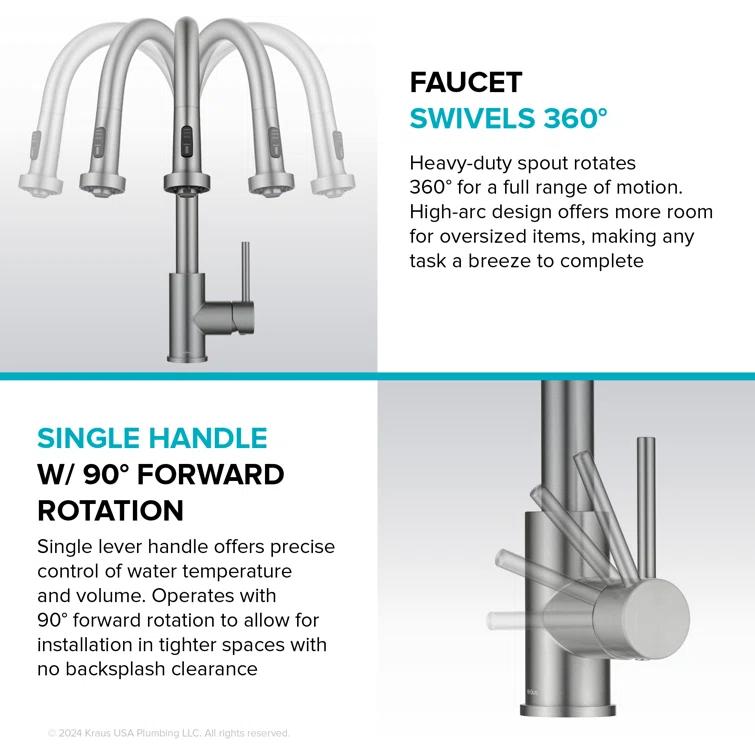 KRAUS Bolden 2-Function Single Handle Pull Down Kitchen Faucet