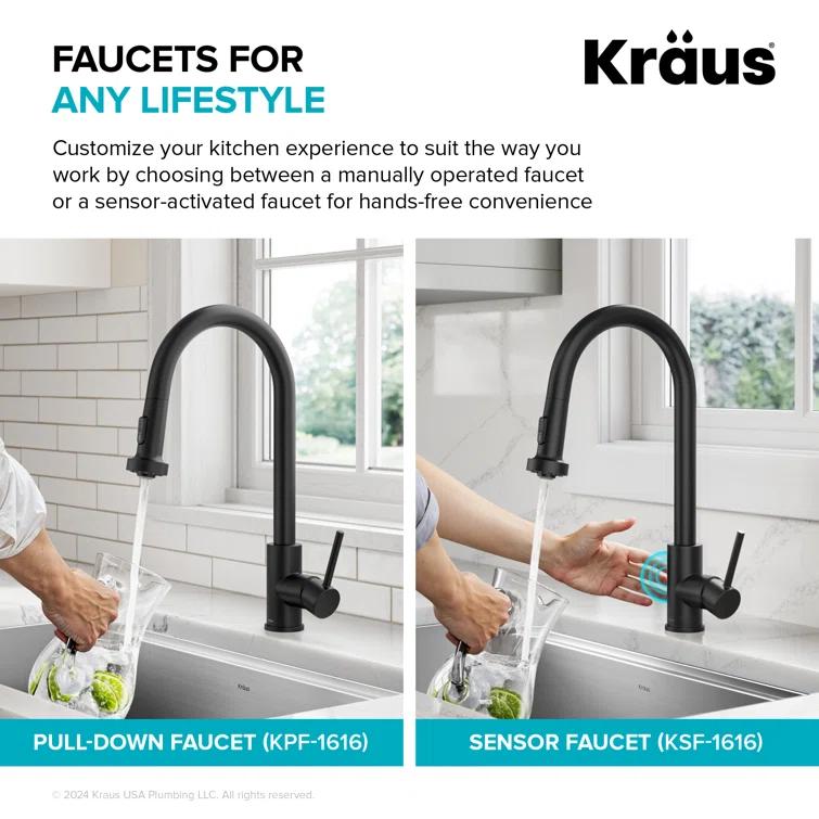 KRAUS Bolden 2-Function Single Handle Pull Down Kitchen Faucet