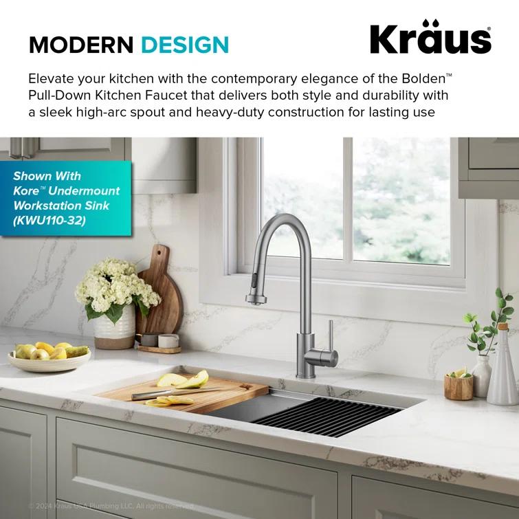 KRAUS Bolden 2-Function Single Handle Pull Down Kitchen Faucet