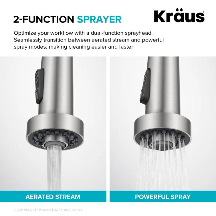 KRAUS Bolden 2-Function Single Handle Pull Down Kitchen Faucet