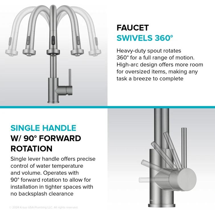 KRAUS Bolden 2-Function Single Handle Pull Down Kitchen Faucet
