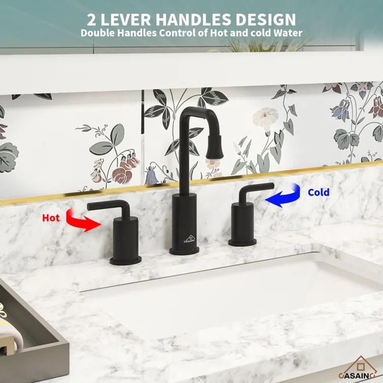 CASAINC KCLT0036MB Willow 2-handle Black Bathroom Sink Faucet with LED Temperature Color
