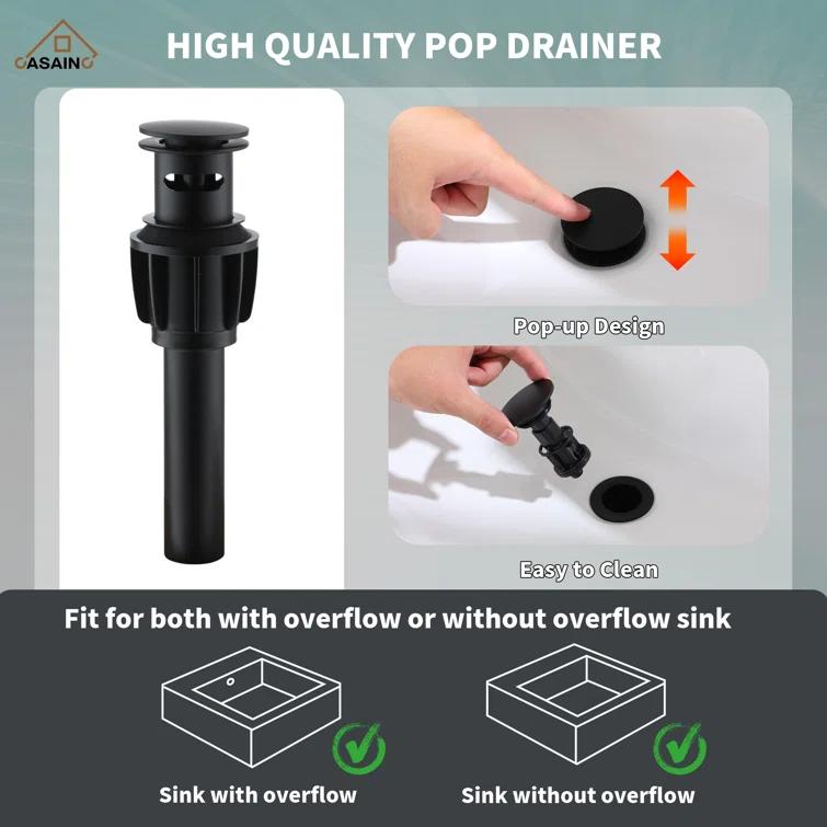 CASAINC KCLT0036MB Willow 2-handle Black Bathroom Sink Faucet with LED Temperature Color