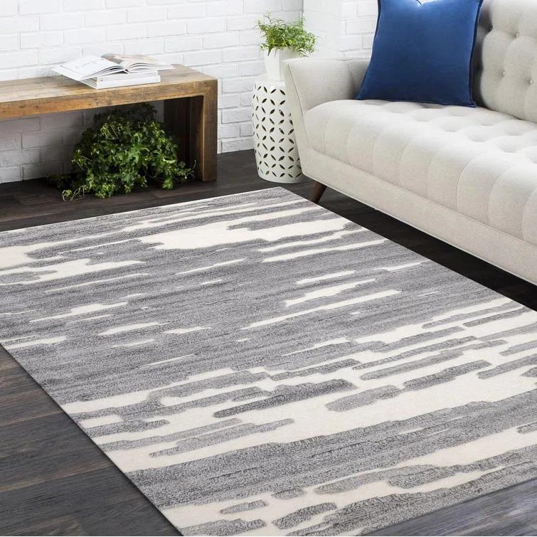 Dakota Fields Bayon Hand-Knotted Gray Area Rug