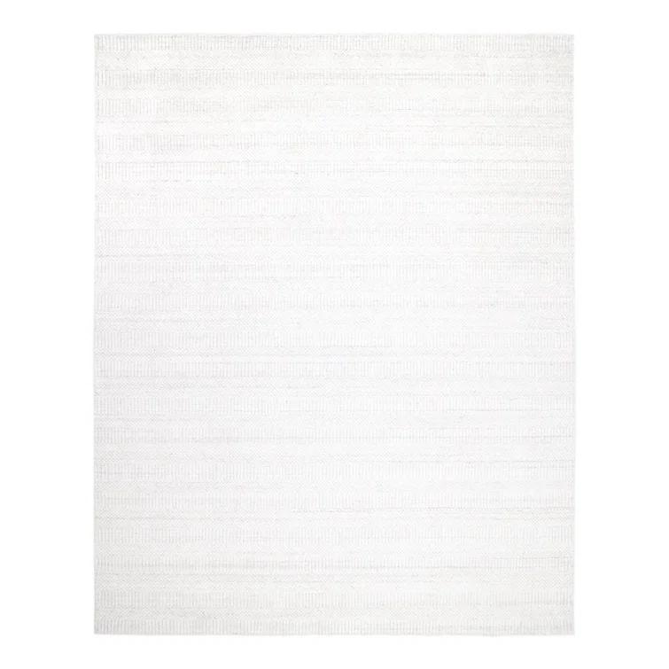 Handmade Ivory Wool and Viscose 9' x 12' Area Rug