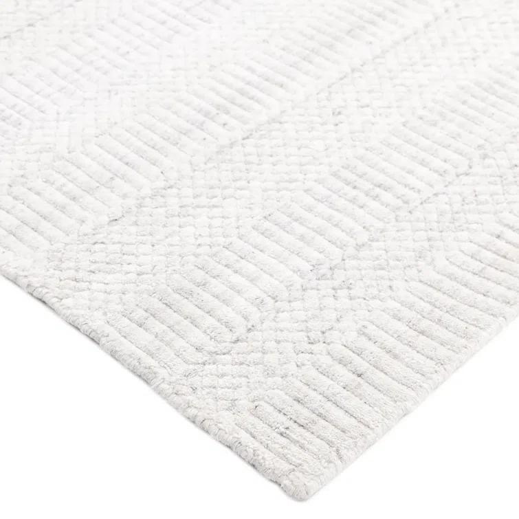 Handmade Ivory Wool and Viscose 9' x 12' Area Rug