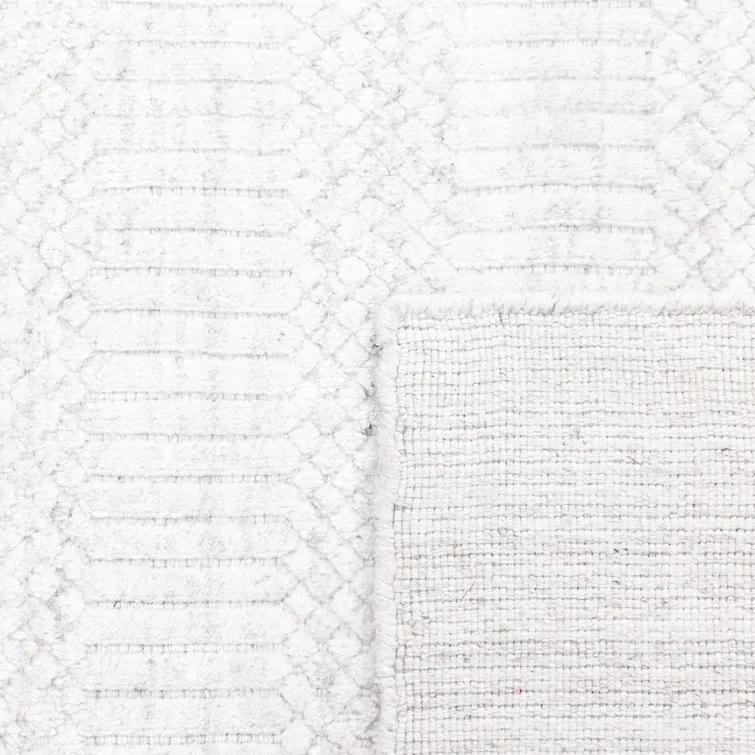 Handmade Ivory Wool and Viscose 9' x 12' Area Rug