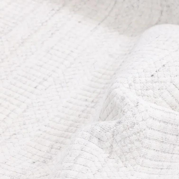 Handmade Ivory Wool and Viscose 9' x 12' Area Rug