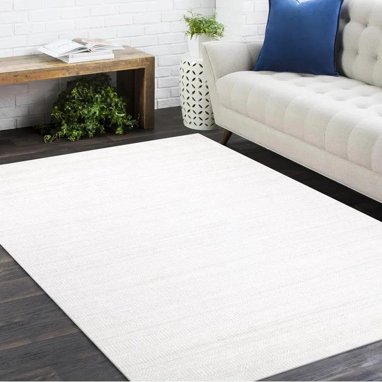 Handmade Ivory Wool and Viscose 9' x 12' Area Rug