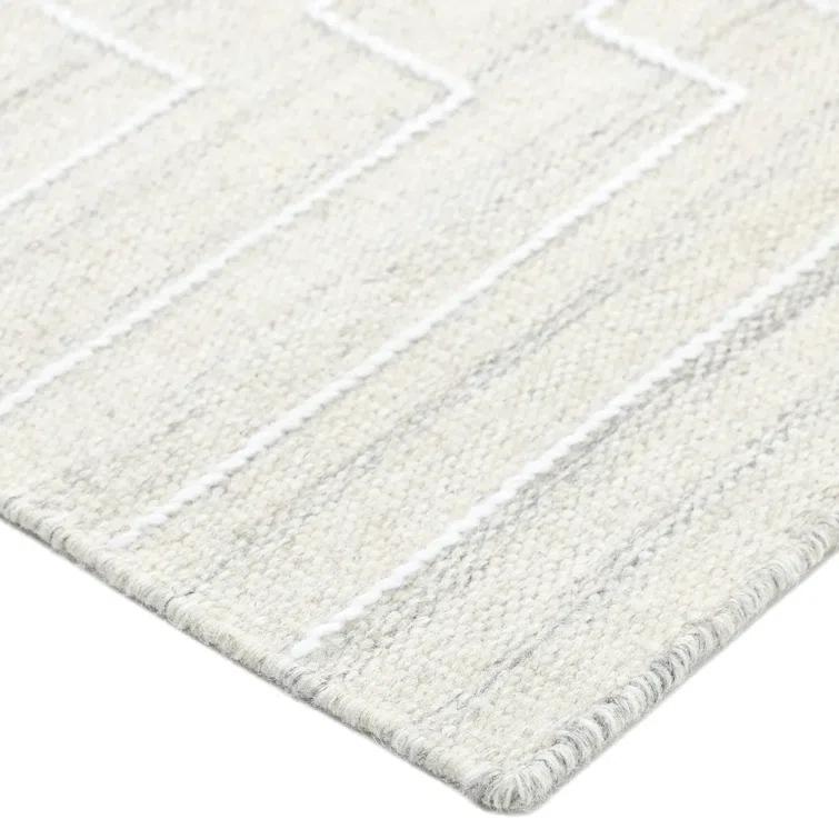 Barry Handwoven Beige Wool Rectangular Area Rug, 3' x 5'