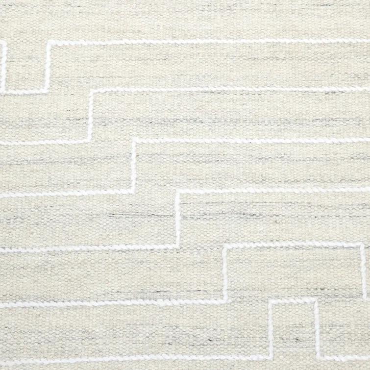 Barry Handwoven Beige Wool Rectangular Area Rug, 3' x 5'