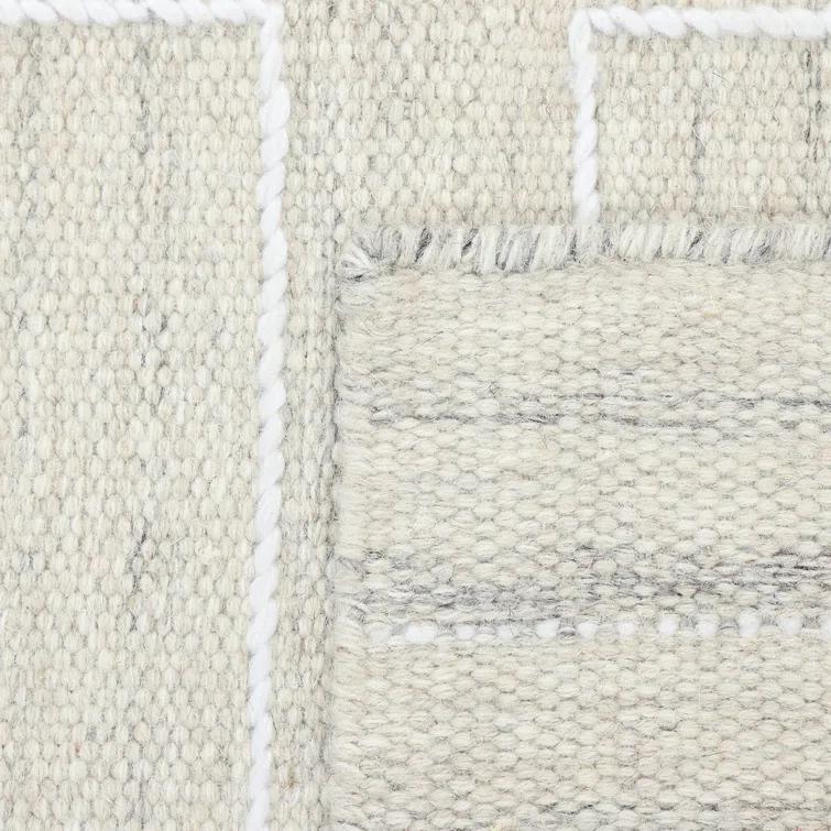 Barry Handwoven Beige Wool Rectangular Area Rug, 3' x 5'