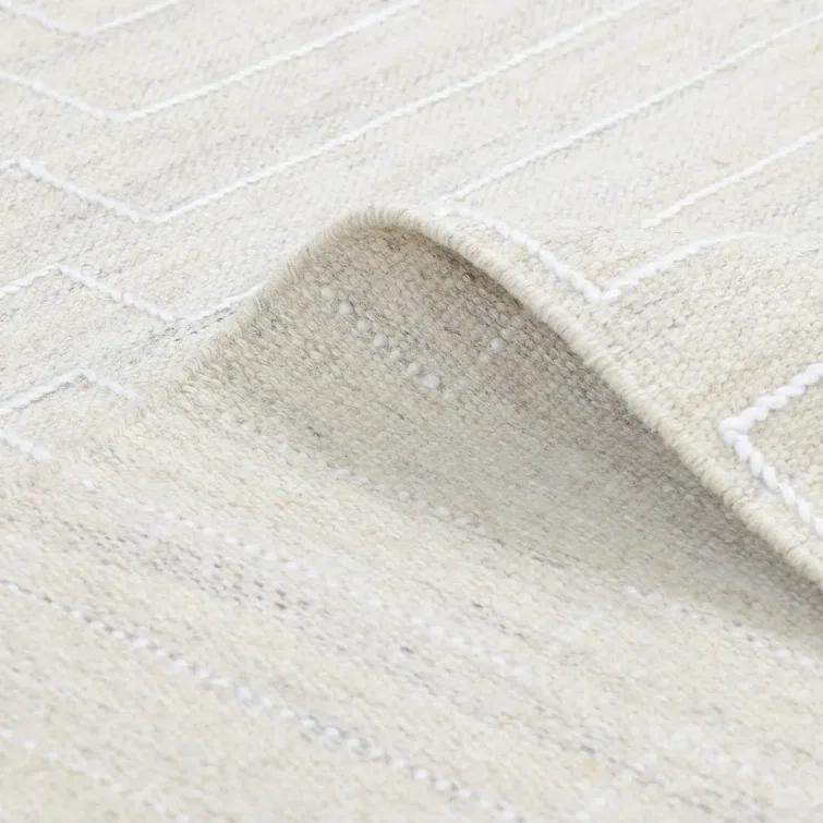 Barry Handwoven Beige Wool Rectangular Area Rug, 3' x 5'