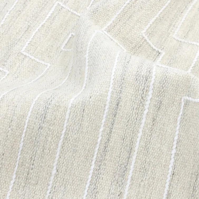 Barry Handwoven Beige Wool Rectangular Area Rug, 3' x 5'