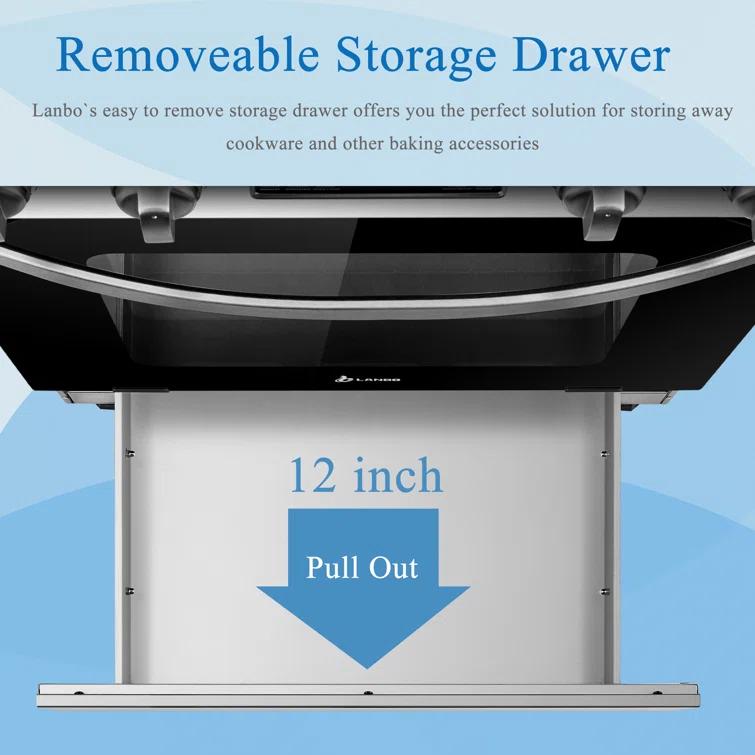 Lanbo Lanbo 24 Inch 2.9 Cu.ft Freestanding Electric Range with Air Fry, Rotisserie and True Convection Oven, Stainless Steel LBERT24RCSAA