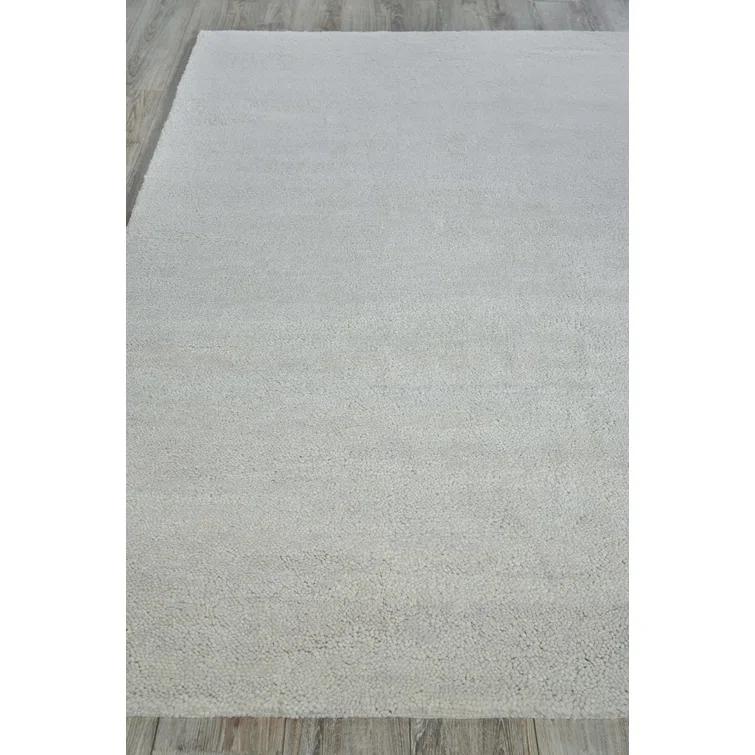 Rectangle Merino Solid Color Hand-Knotted Wool Area Rug In Beige