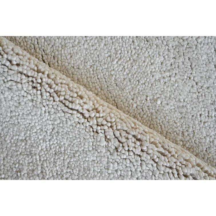 Rectangle Merino Solid Color Hand-Knotted Wool Area Rug In Beige