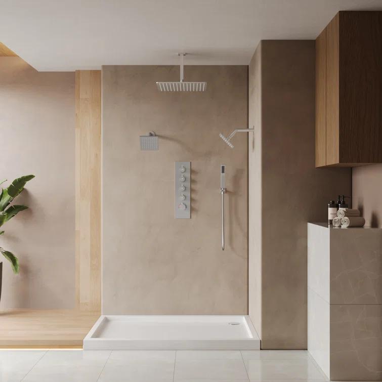 Thermostatic Shower Faucet 16" High-Pressure Triple Showerheads with Rough-In Valve