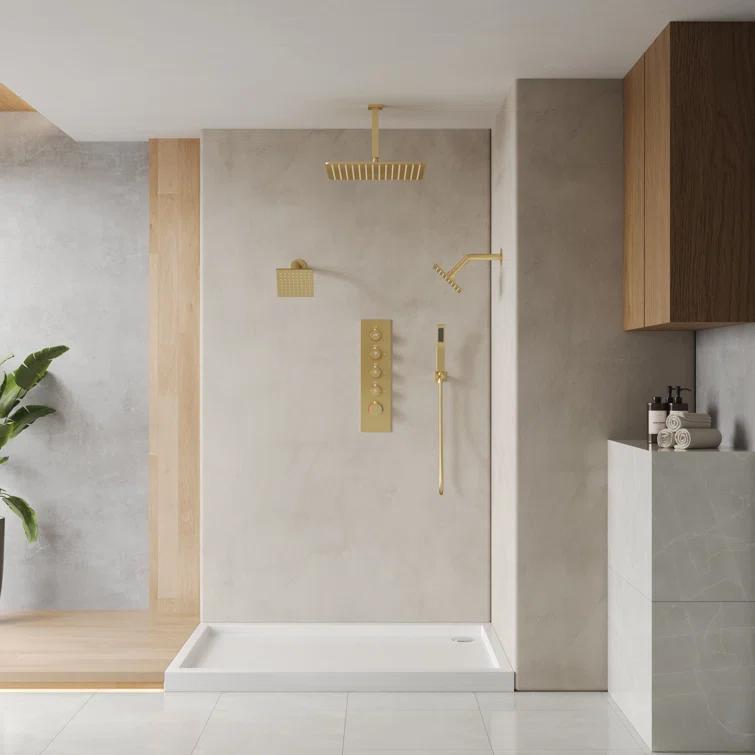 Thermostatic Shower Faucet 16" High-Pressure Triple Showerheads with Rough-In Valve