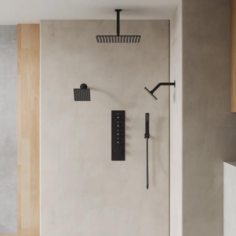 15-Spray Patterns 16" & 6" Triple Shower Heads, Shower FaucetSystem with Thermostatic Rough-in Valve