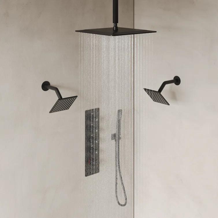 15-Spray Patterns 16" & 6" Triple Shower Heads, Shower FaucetSystem with Thermostatic Rough-in Valve