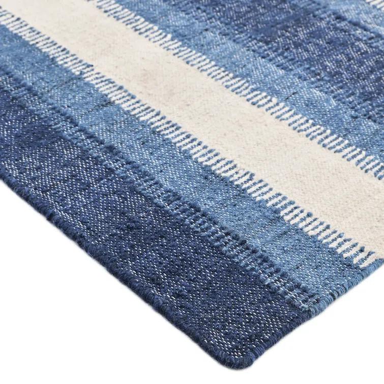 Levi Handwoven Blue Wool Flatweave 9' x 12' Area Rug