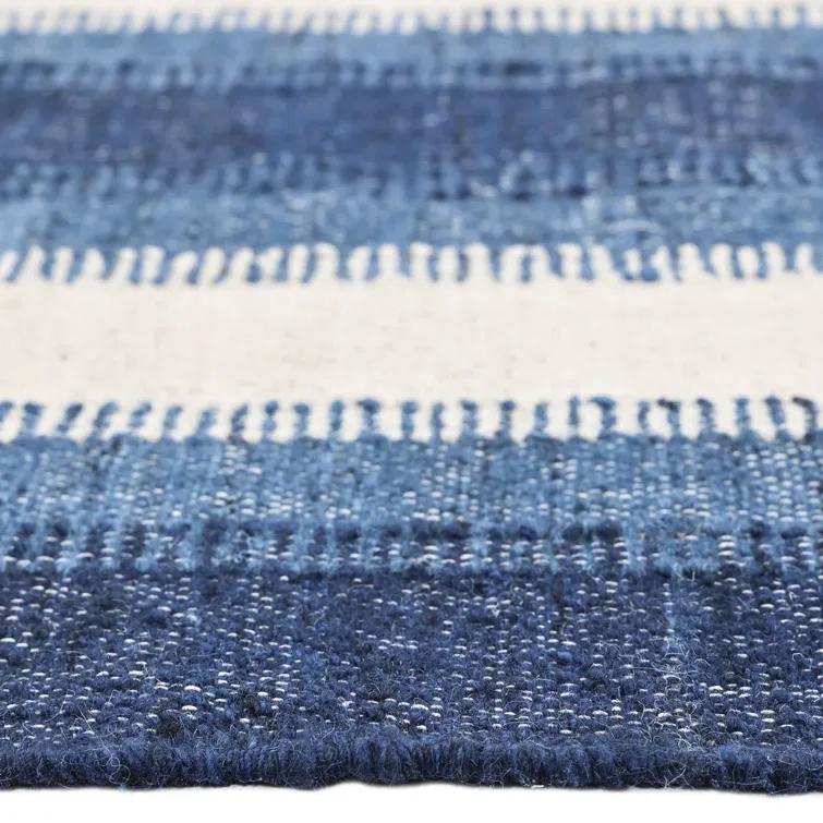 Levi Handwoven Blue Wool Flatweave 9' x 12' Area Rug