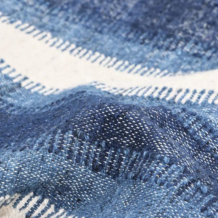 Levi Handwoven Blue Wool Flatweave 9' x 12' Area Rug