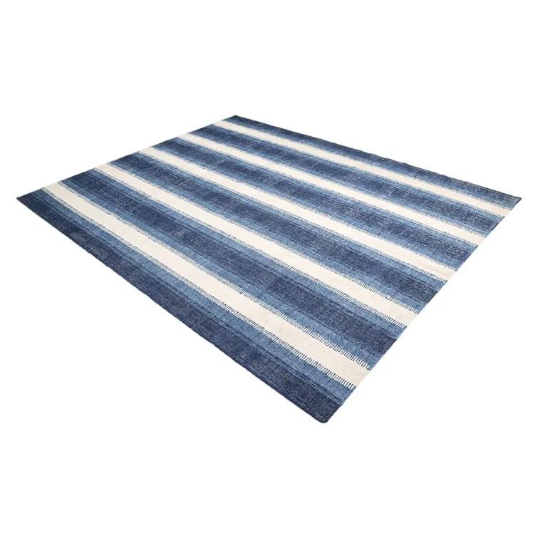 Levi Handwoven Blue Wool Flatweave 9' x 12' Area Rug
