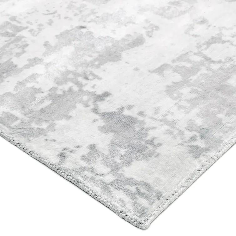 Luxe Abstract Handcrafted Viscose Gray Area Rug, 9' x 12'