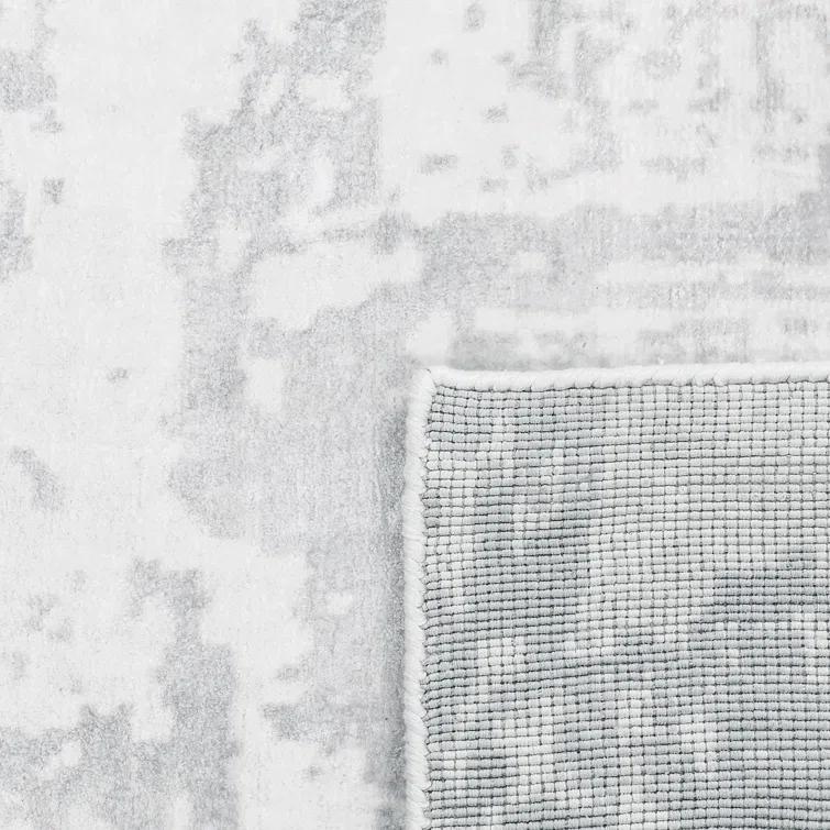 Luxe Abstract Handcrafted Viscose Gray Area Rug, 9' x 12'