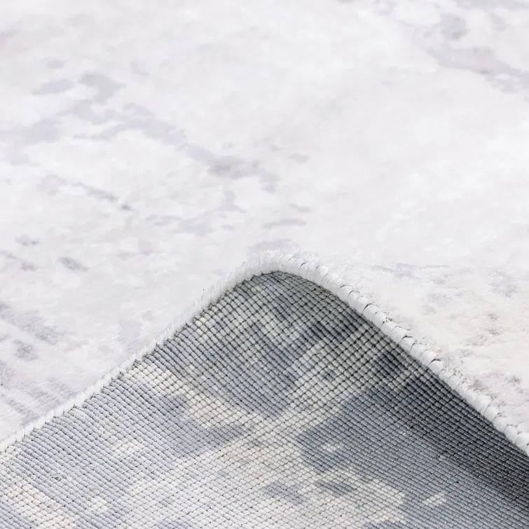 Luxe Abstract Handcrafted Viscose Gray Area Rug, 9' x 12'