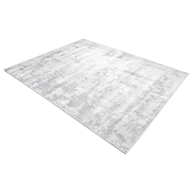 Luxe Abstract Handcrafted Viscose Gray Area Rug, 9' x 12'