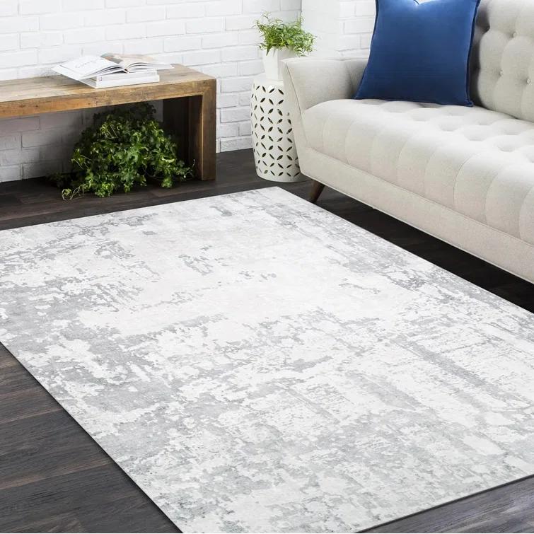 Luxe Abstract Handcrafted Viscose Gray Area Rug, 9' x 12'