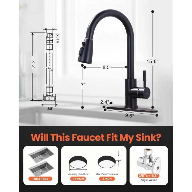 High Arc Pull Down Kitchen Faucet with Sprayer