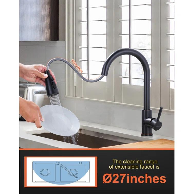 High Arc Pull Down Kitchen Faucet with Sprayer