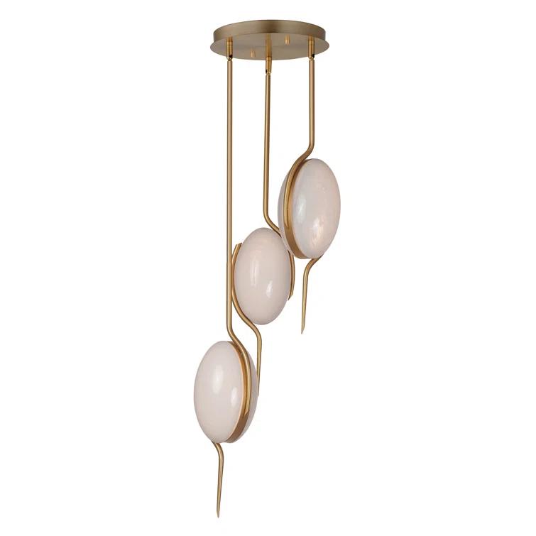 Natural Aged Brass 3-Light LED Cluster Pendant