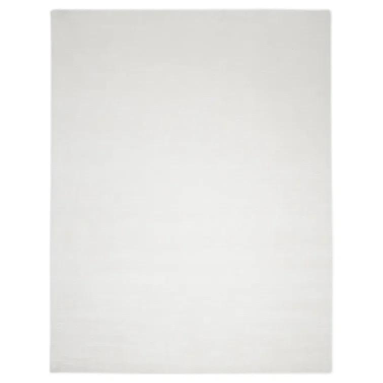 Elegant Handmade Ivory Stripe Wool & Viscose 10' x 14' Area Rug