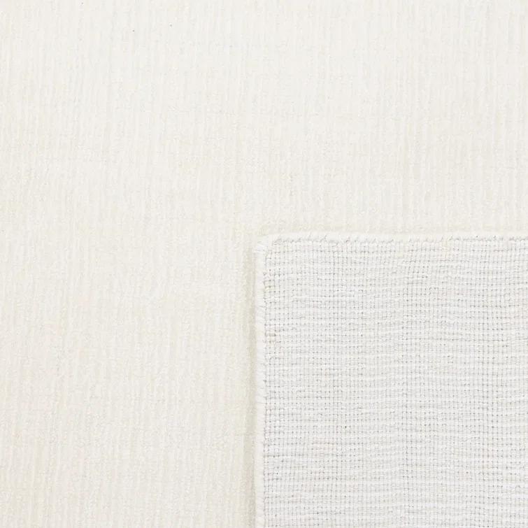 Elegant Handmade Ivory Stripe Wool & Viscose 10' x 14' Area Rug