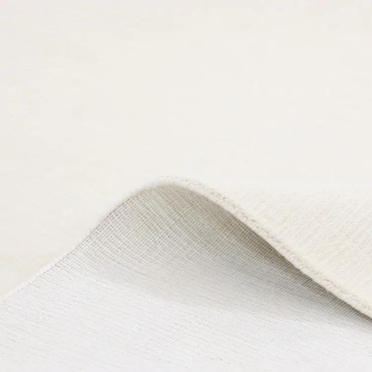 Elegant Handmade Ivory Stripe Wool & Viscose 10' x 14' Area Rug