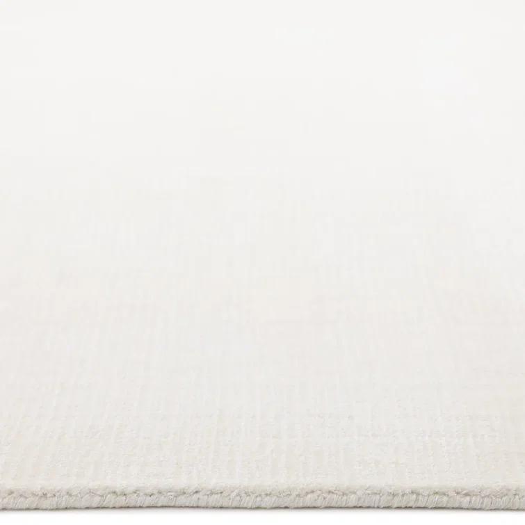 Elegant Handmade Ivory Stripe Wool & Viscose 10' x 14' Area Rug