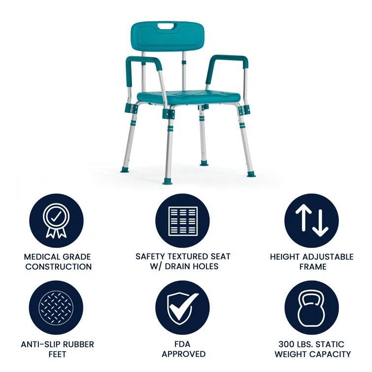 Jane Aluminum Height Adjustable Bath and Shower Chair