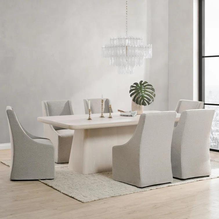 White Wash Oak Rectangular Pedestal Dining Table