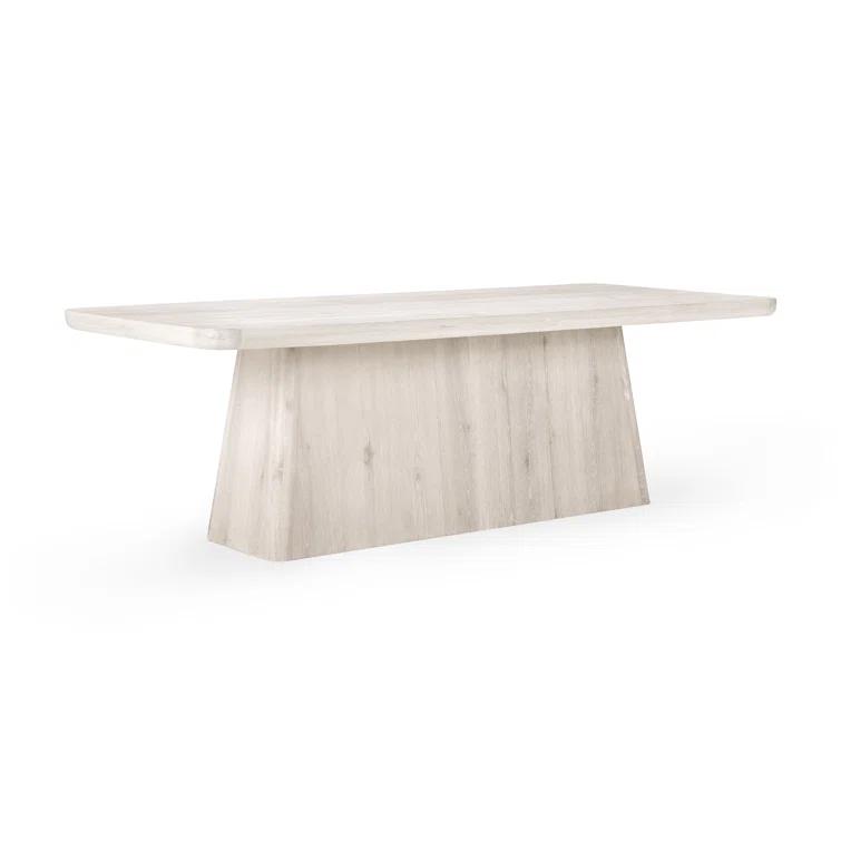 White Wash Oak Rectangular Pedestal Dining Table
